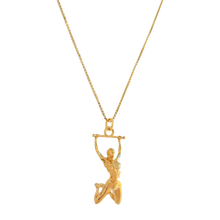 14k Gold Kipping Pull-up Pendant on Gold Chain