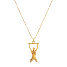 14k Gold Kipping Pull-up Pendant on Gold Chain