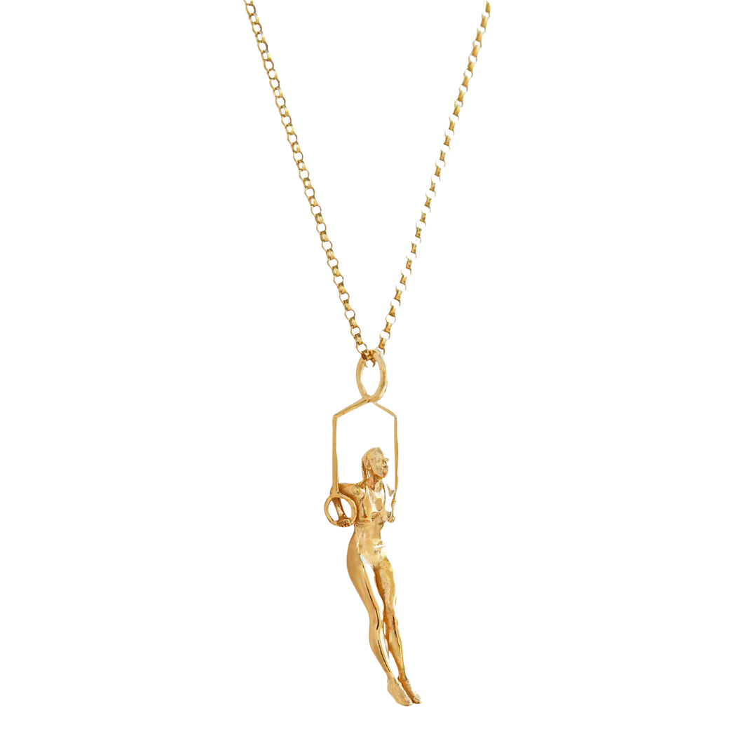 14k Gold Muscle-up Pendant Necklace on Gold Chain